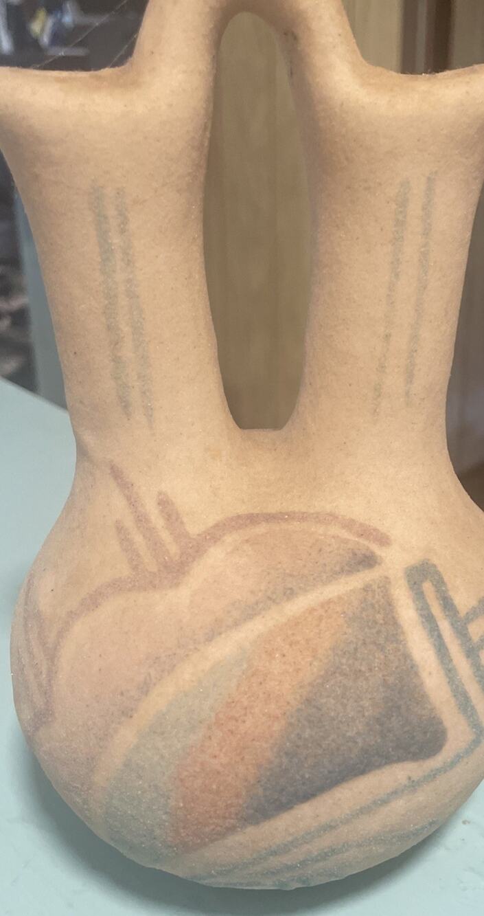 Native American Navajo sand art wedding vase